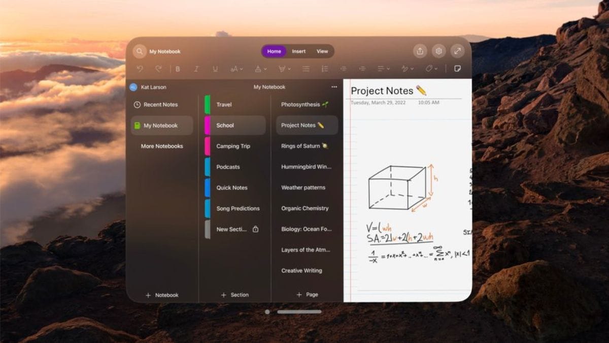 Microsoft OneNote App for Apple Vision Pro With Hands-Free Note Taking, Virtual Keyboard Support Launched